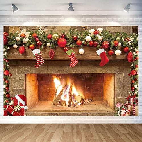 Miniatura 1 de Decoración de Navidad, telón de fondo de chimenea, fondo de fotos de Navidad, póster de Navidad para Navidad, invierno, Año Nuevo, suministros de