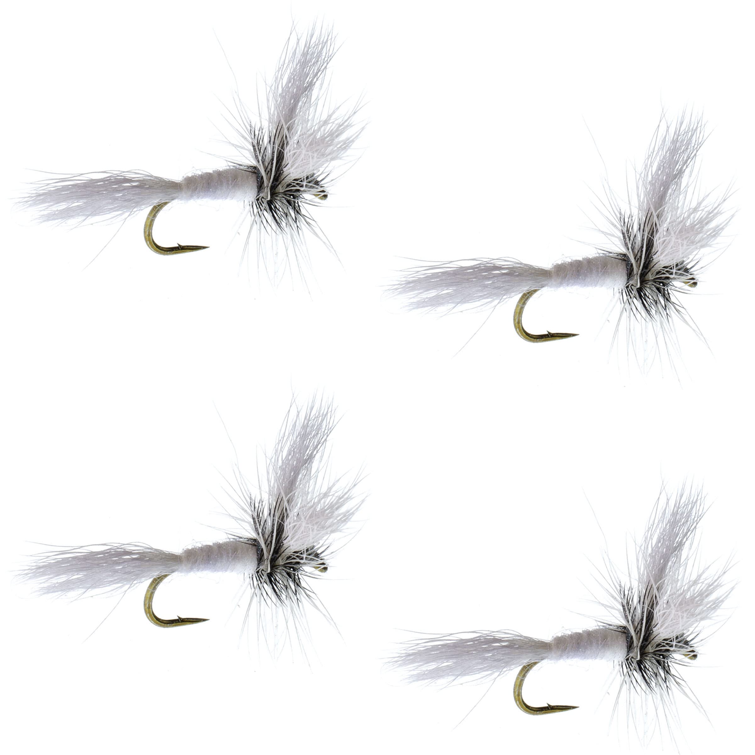 The Fly Fishing Place White Wulff Classic Trout Dry Fly Fishing Flies - Set of 4 Flies Size 14