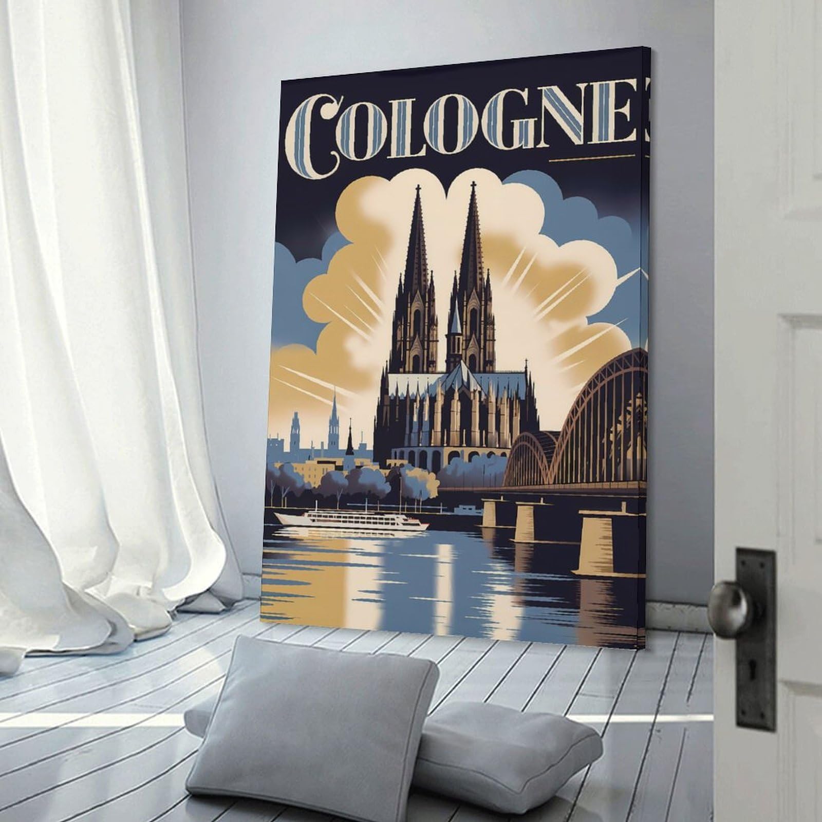 Junmoney Cologne Travel Room Decor Wall Art 24x36inch(60x90cm), for Wall Displays, Bedrooms Or Room Updates, Ideal for Building A Coordinated Art Wall