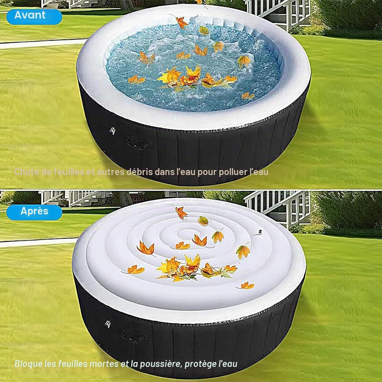 Housse De Spa Gonflable en PVC, Housse De Spa Ronde, Housse De Spa Gonflable, Isolation Thermique Pliable for Spa, Spa Rond Gonflable D'extérieur(130cm)
