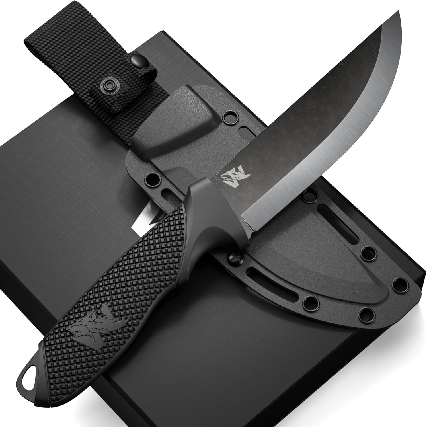 Wolfgangs W-SCANDI Angelmesser mit feststehende Klinge - Inkl. Scheide - Ideales Outdoor-Messer aus einem Stück D2 Stahl gefertigt - Premium Survival Messer - Perfektes Bushcraft Messer Outdoor