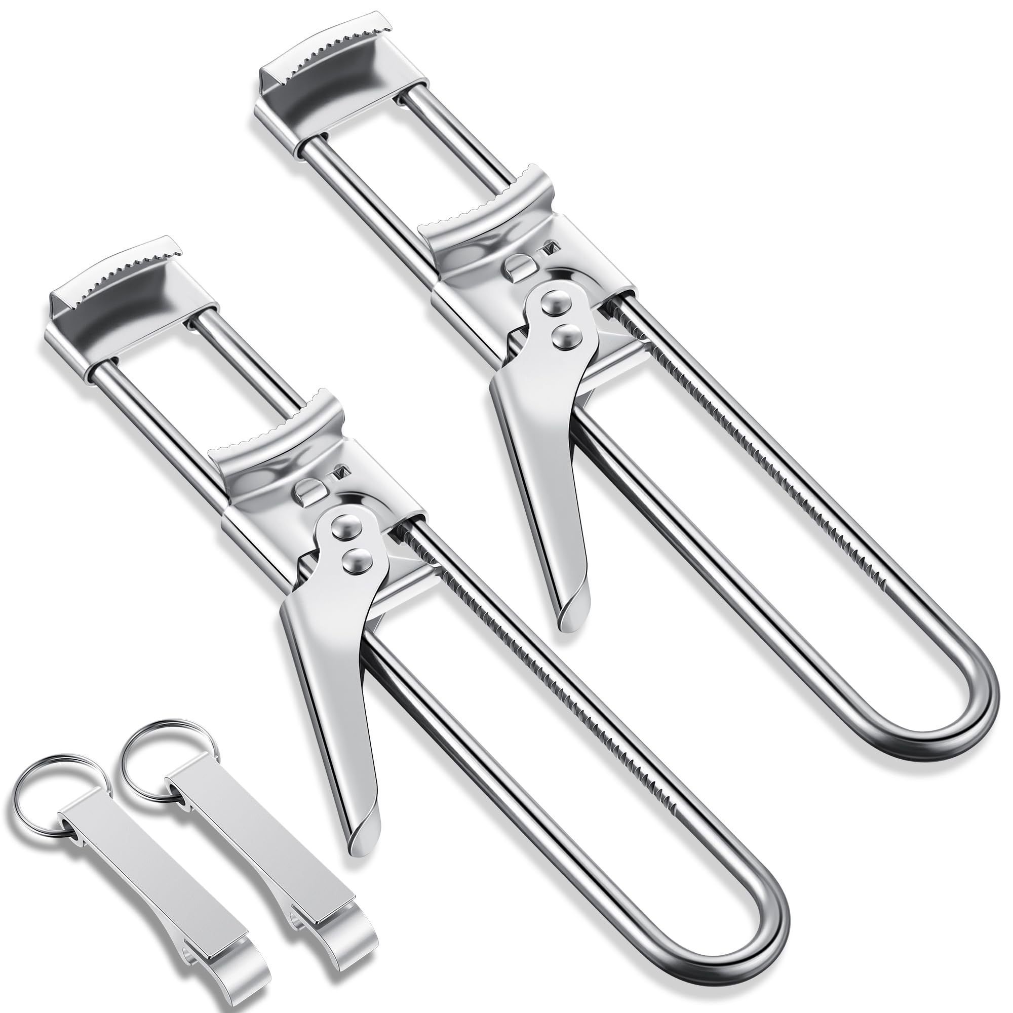 Ouvre-bocal acier inoxydable et décapsuleur porte-clés lot de 2