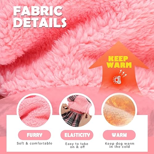 Miniatura 4 de Suéteres clásicos de color rosa para perros pequeños, suéter cálido de forro polar para perros pequeños, vestidos lindos para perros Yorkie