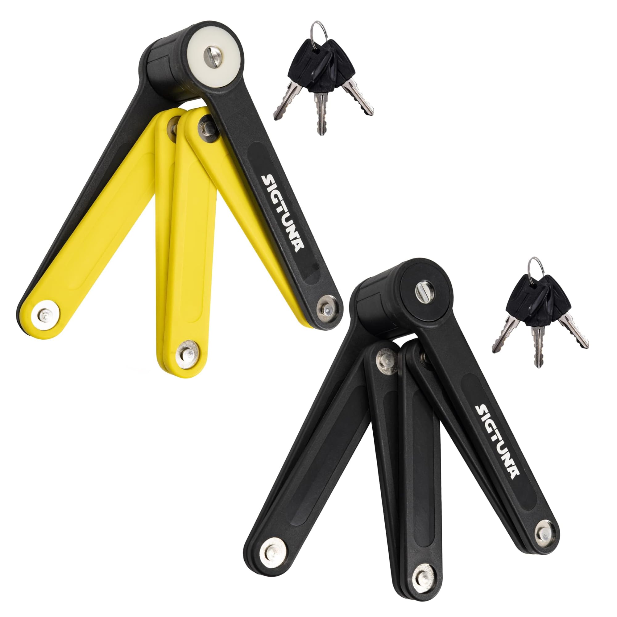 SIGTUNABlack Folding Lock Made in High-Strength Steel & Yellow Folding Lock for Space Saving - 2 Pack