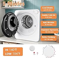 Vista 2 de Secadora de ropa eléctrica portátil de 120 V, secadora de ropa compacta de 800 W, fácil control, 1.6 pies cúbicos de carga frontal de acero
