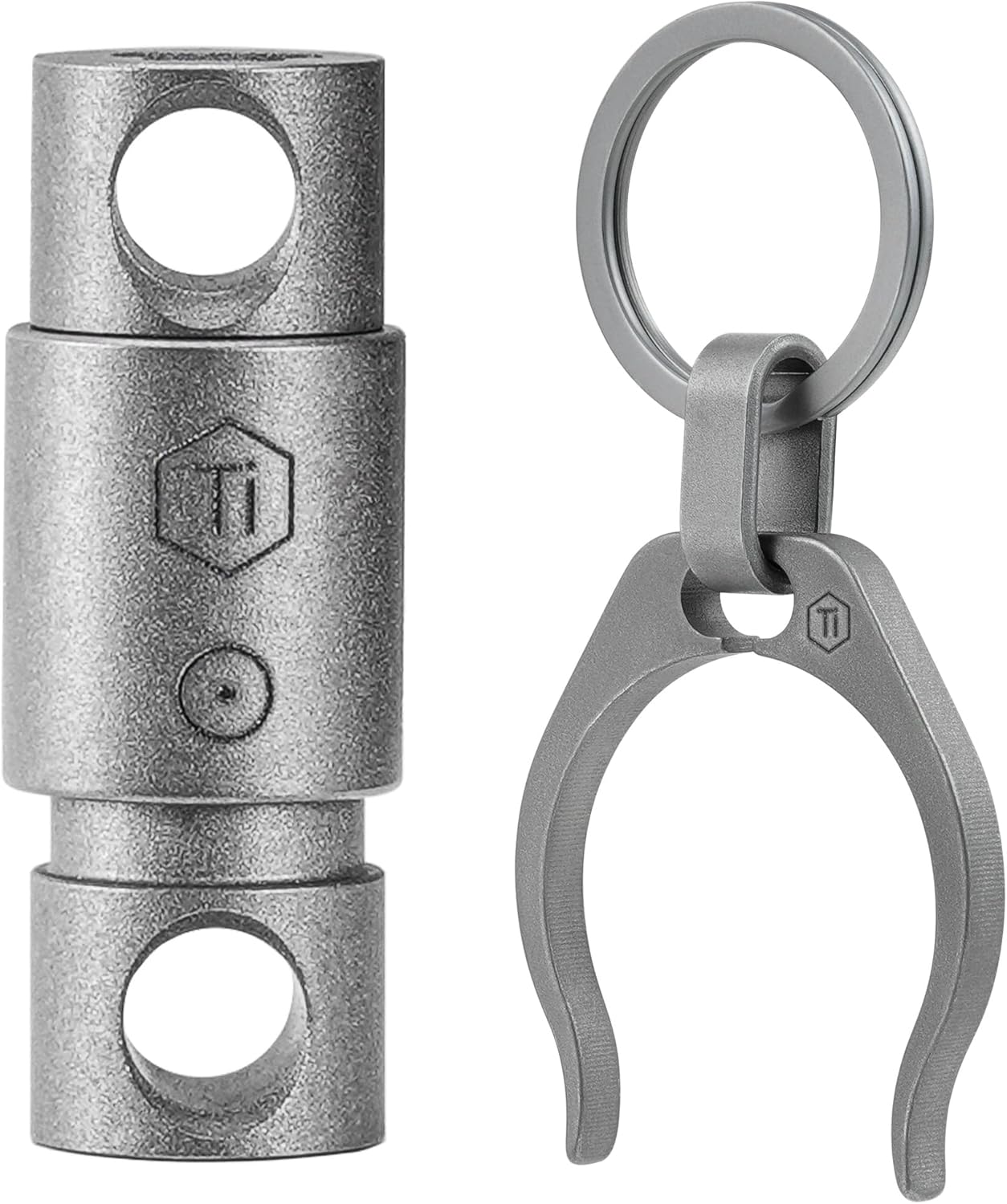 KeyUnity Titanium EDC Water Bottle Clip and Locking Quick Release Keychain Set for Daily Carry