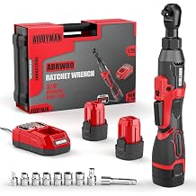 Alloyman Cordless Ratchet Wrench, 3/8" 16V Brushless 65 ft-lbs, 2 Batteries