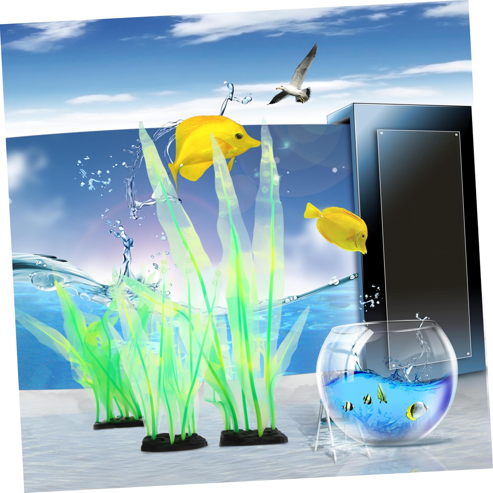 Txuzong Künstliche Aquariumpflanzen 23cm - Realistische Wasserpflanzen Seetang