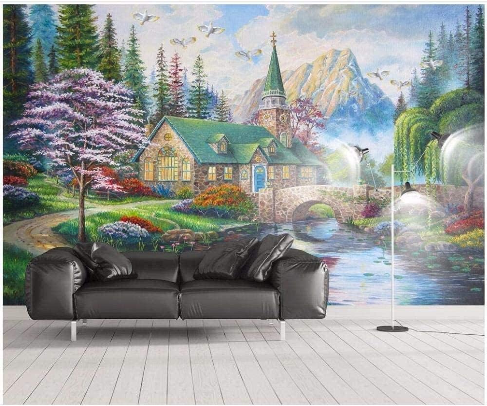 Photo Wallpaper Cartoon Forest Wooden House Scenery 3D Mural Bedroom