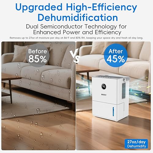 Miniatura 3 de Combo de deshumidificador y humidificador 2 en 1, tanque de 68 onzas con apagado automático, control inteligente de humedad, deshumidificación