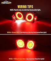 Vista 3 de Partsam Kit de luces traseras sumergibles para remolque, impermeables, de 12 V, luces LED cuadradas para remolque, halo brilla con arnés