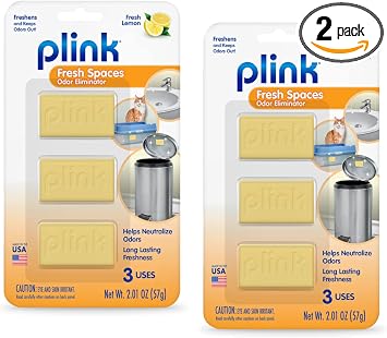 Plink Fresh Spaces Garbage Odor Eliminators, Fresh Lemon Scent 3 count, Pack of 2