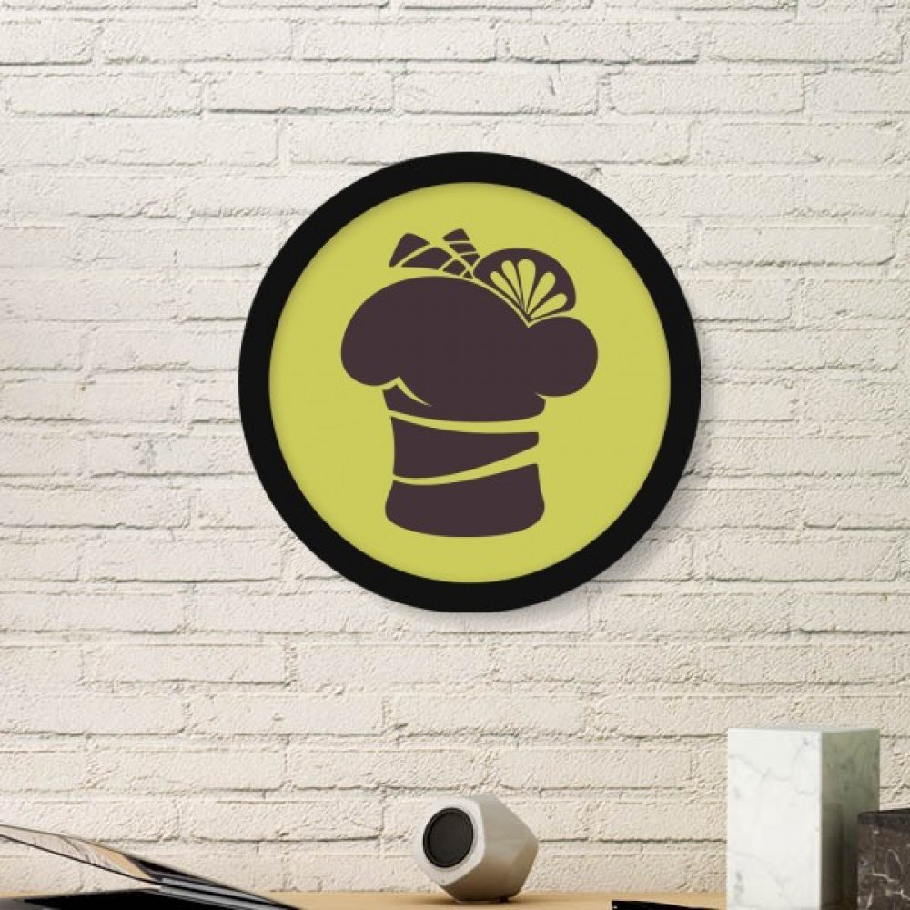 Peinture Citron Ice Cream cadre bois rond noir pour salon et cuisine moderne