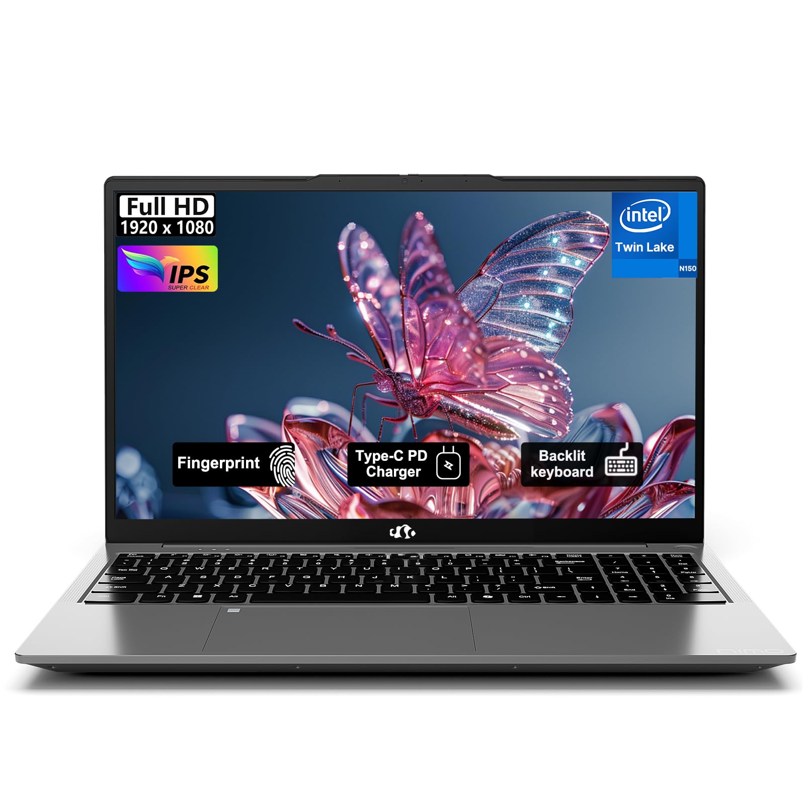 NIMO-15.6" Student-Laptop, 13th Gen Intel N150,16GB RAM 1TB SSD(Beat to i3-1115G4, Up to 3.6GHz), Backlit Keyboard Fingerprint FHD Computer Wi-Fi 6 BT5.2 65W Type-C
