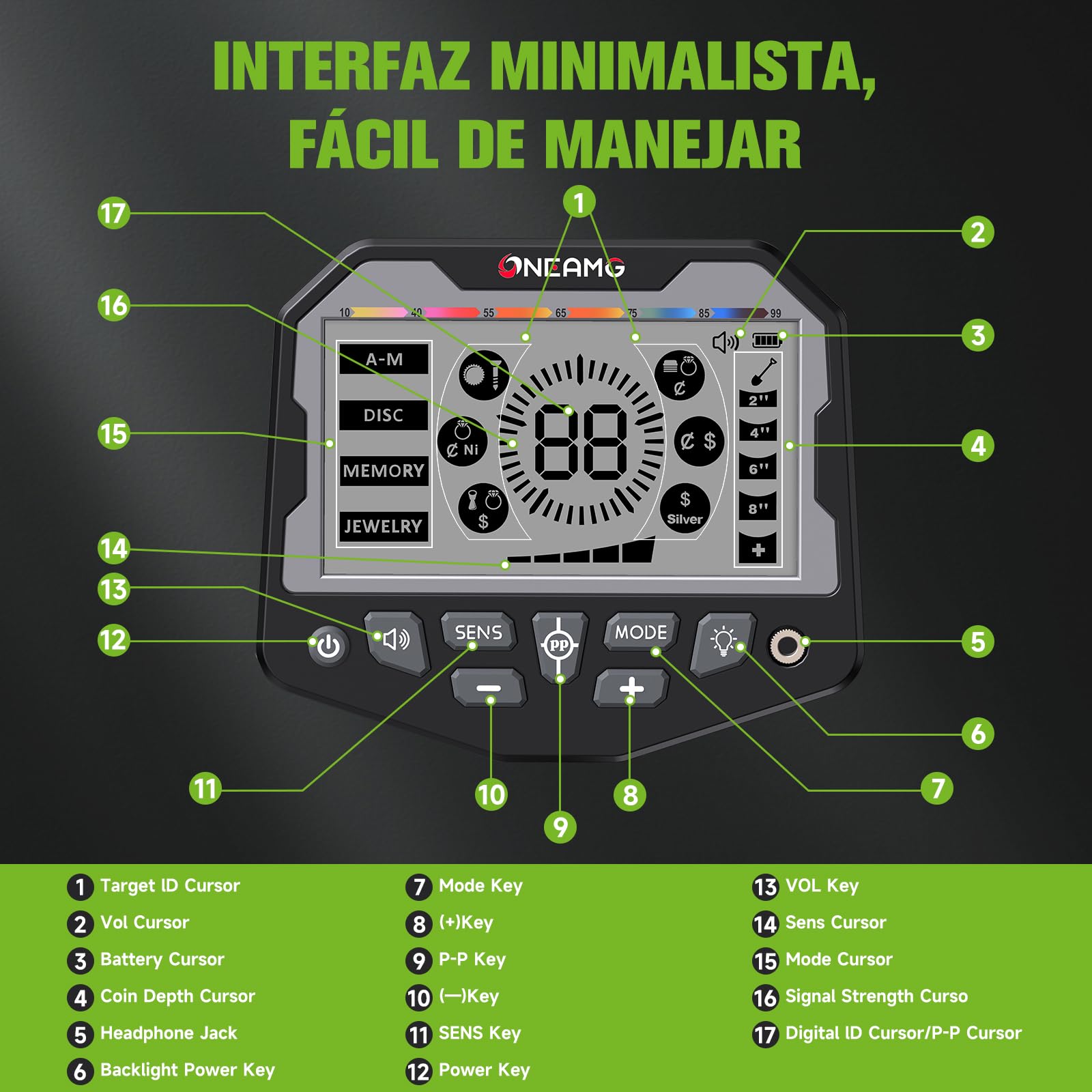 Detector de Metales,Metal Detector para Niños y Adultos 5 Modos IP68 Waterproof Coil Detector de Metales Profesional con Auriculares, Pala Excavadora y Mochila
