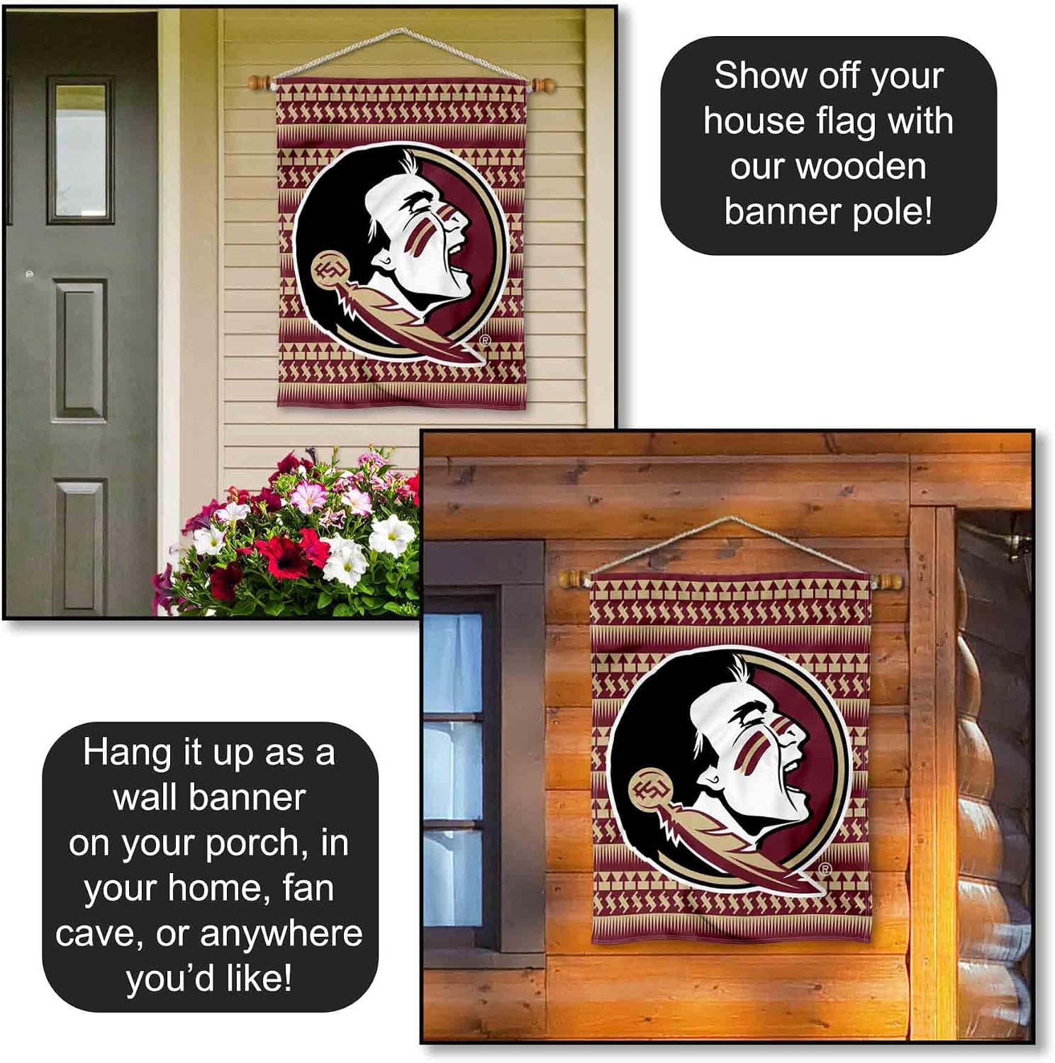 Florida State FSU Noles Chevron Double Sided House Flag