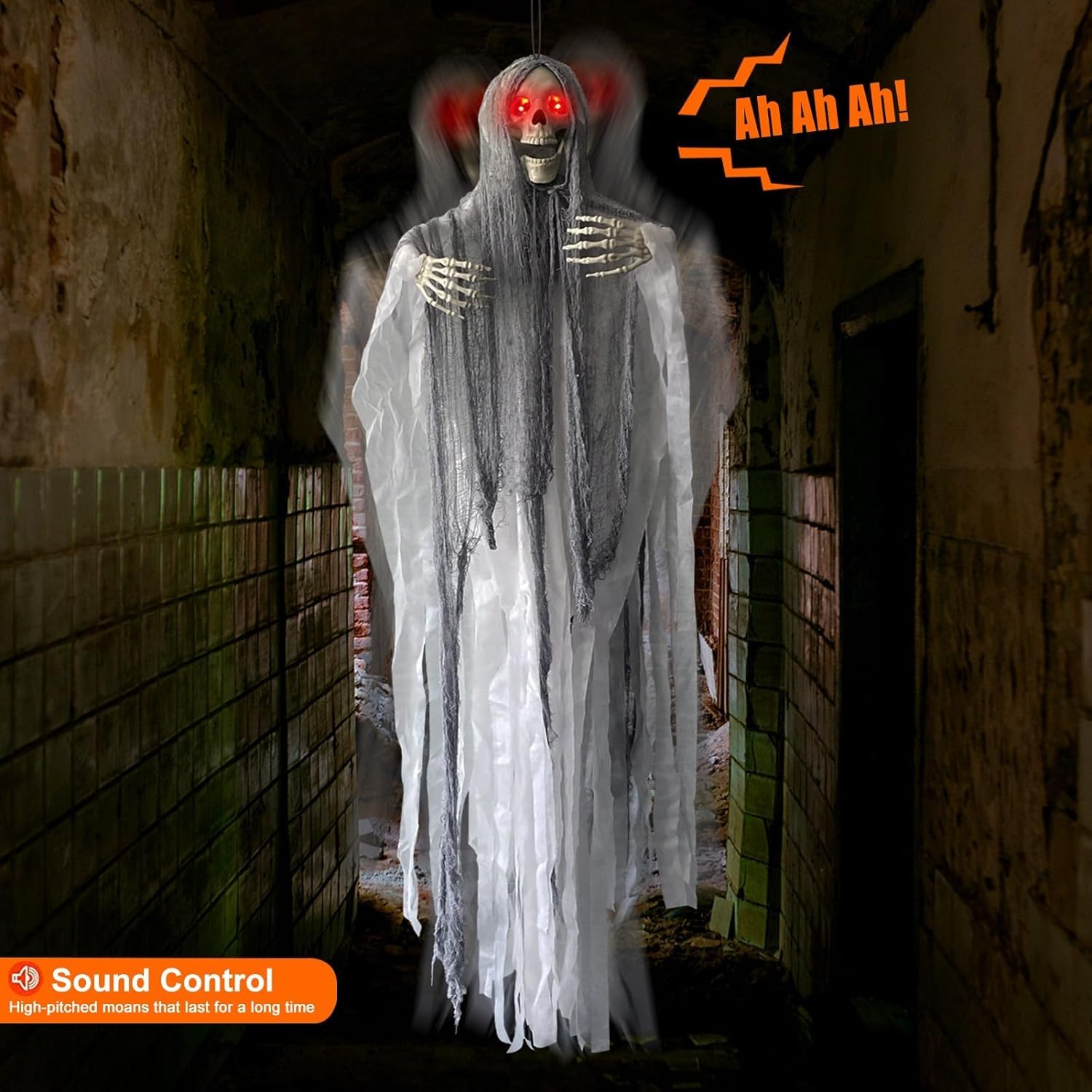 Décoration Fantôme Suspendue Pour Halloween - 90 X 52 Cm - En Plastique Et Tissu Non Tissé - Pour Intérieur Ou Extérieur - Effet Flottant Effrayant