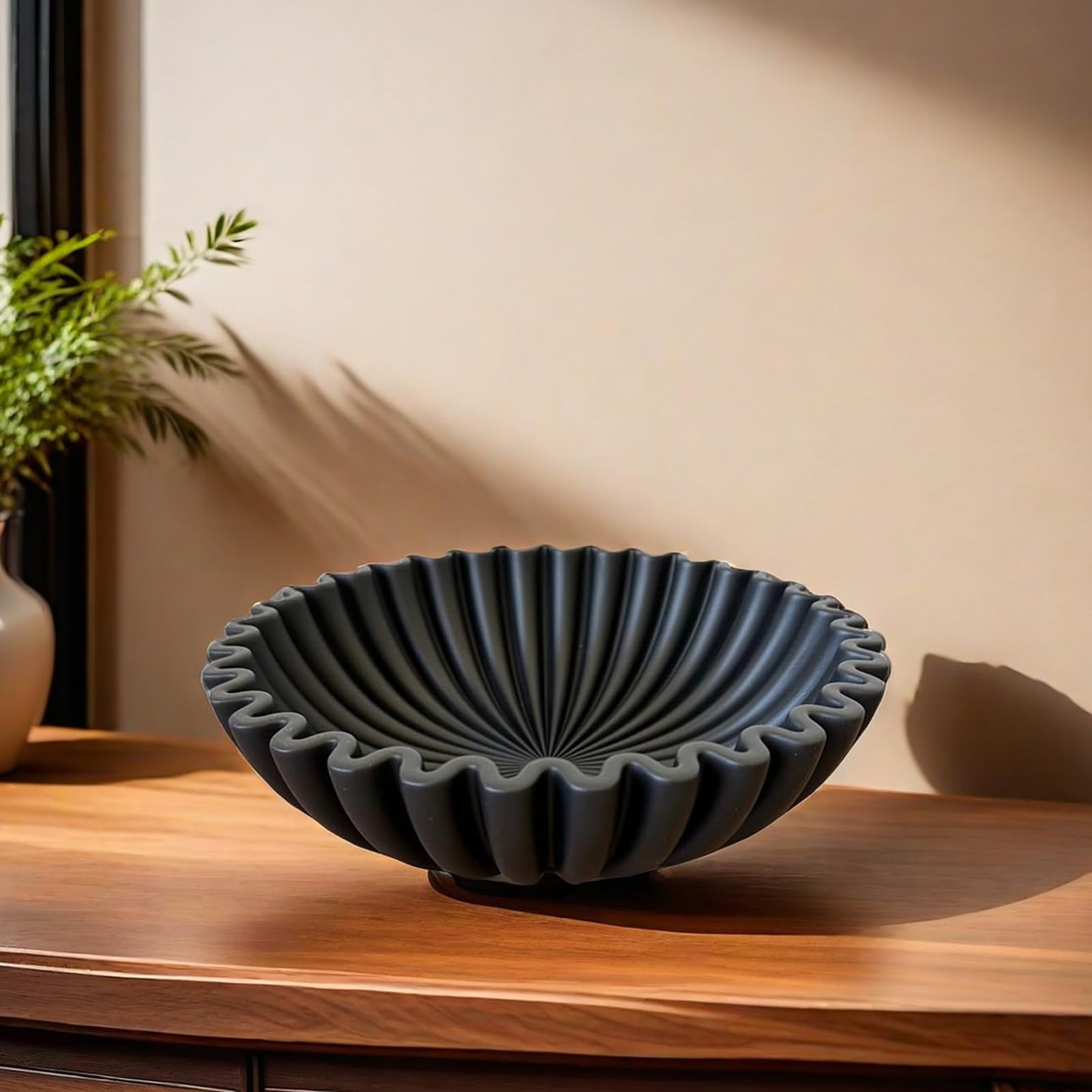 Ciotola Decorativa Con Volant In Resina - Diametro 25cm, Colore Avorio | Per Frutta, Chiavi O Centrotavola - Foto 8