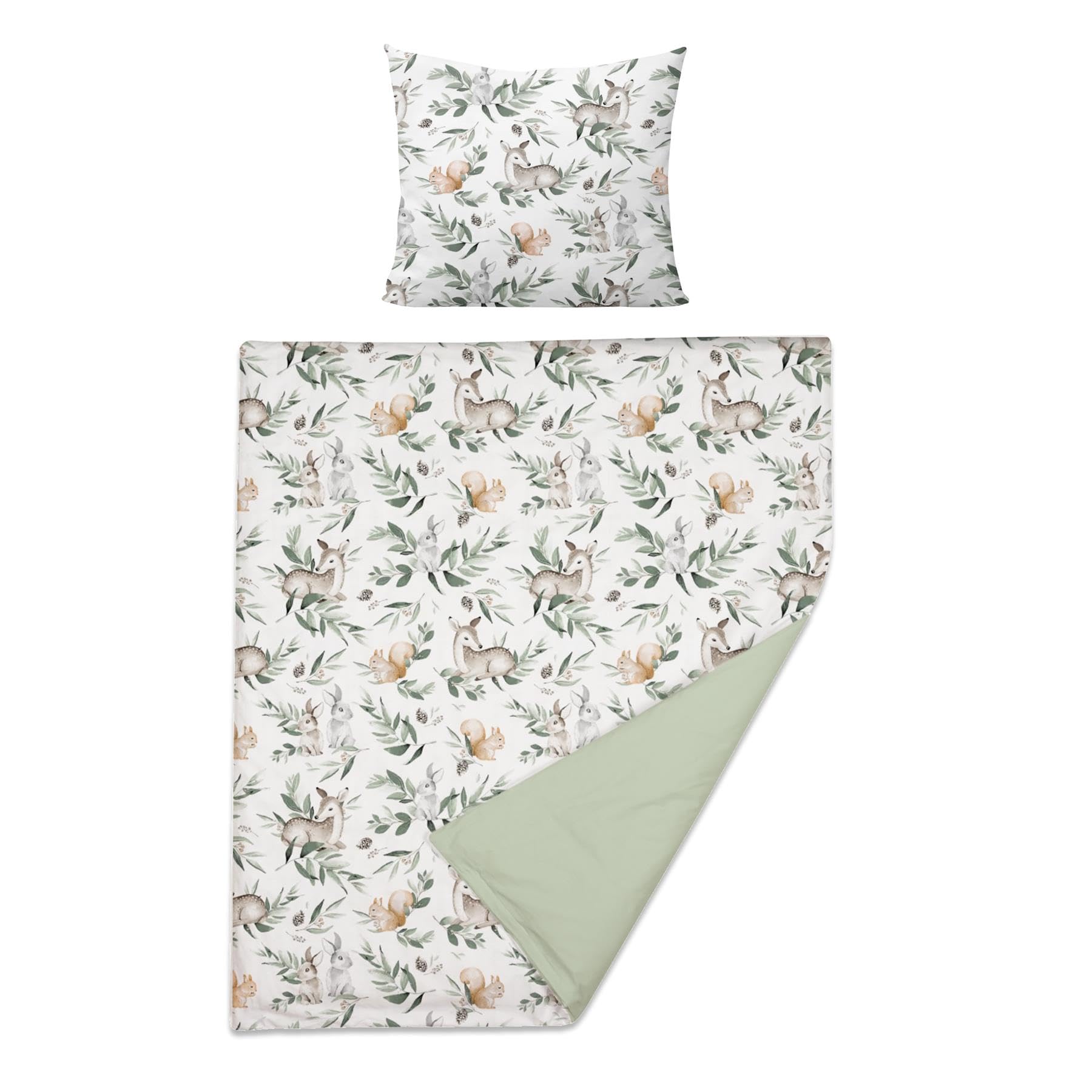 Baby Comfort 2 Piece Baby Kids Bedding Set 80x70 cm Duvet Cover & Pillowcase 12M+ (Forest), 35
