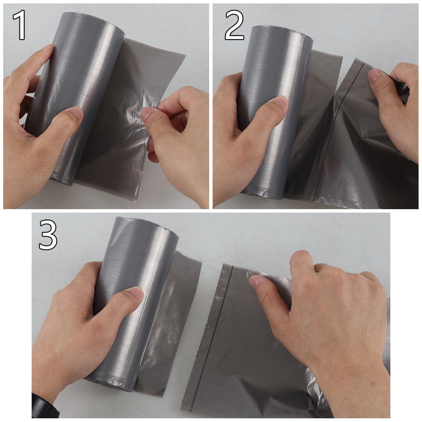Lot de 6 rouleaux de 150 sacs poubelle de cuisine, 40 L, gris