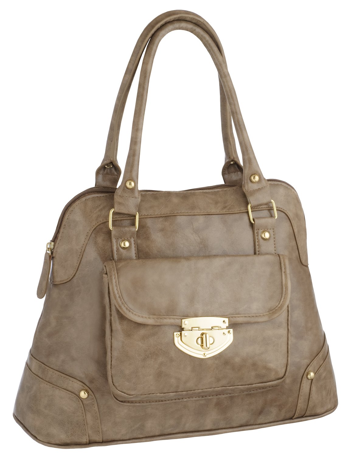 Eye Catch Womens Ula Designer Faux Leather Tote Bag Ladies Shoulder Handbag Mink