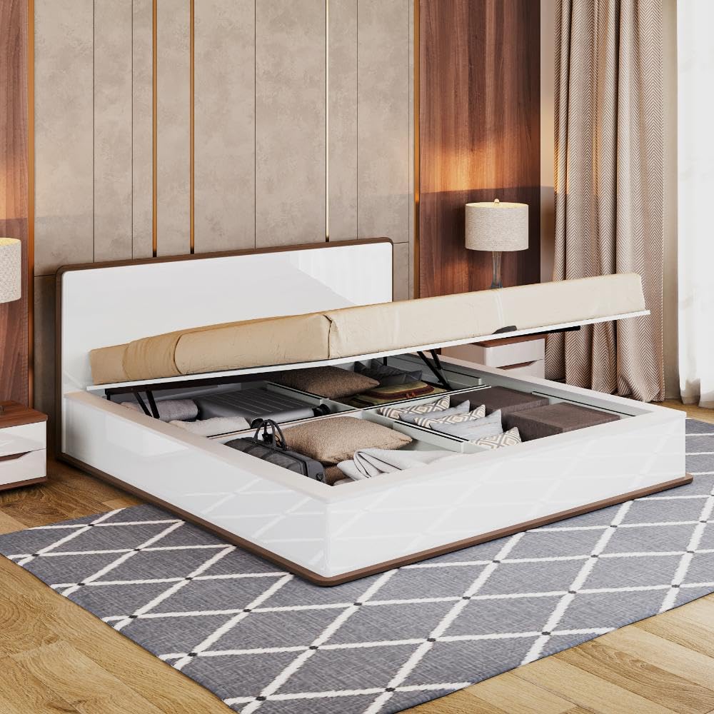 Wakefit Bed | King (78 X 72) Engineered Wood Bed Hydraulic, 3 Year Warranty | - Rubble - Glossy White (B0D37TY976) Amazon Price History, Amazon Price Tracker