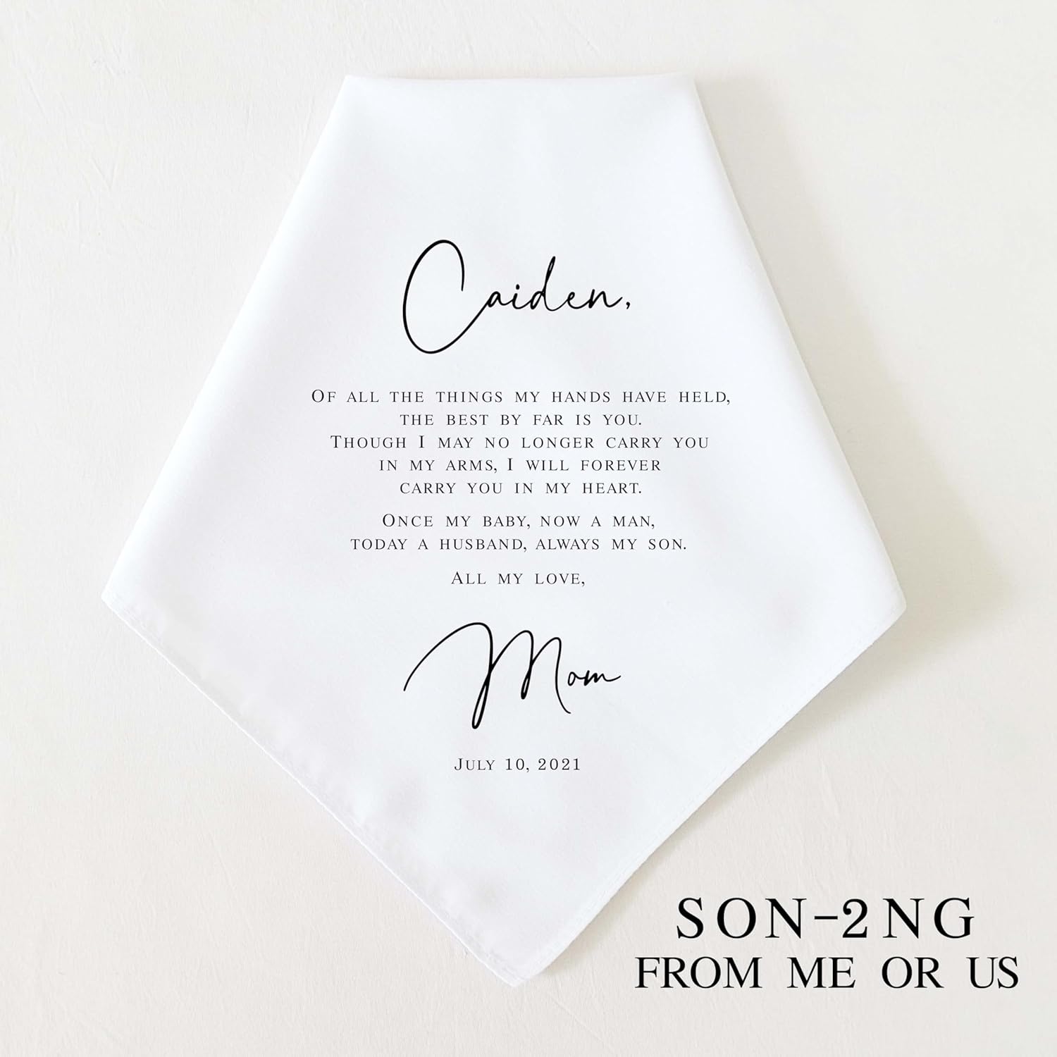 Son Wedding Gift from Mom, from Parents | Personalized Wedding Handkerchief Gift for Son | Groom Gifts from Mom | Keepsake - Image 3
