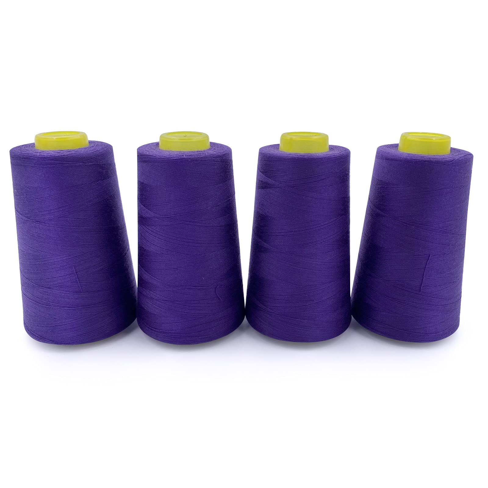 Tortoise 4 Cones of 3000 Yards Each Spool Thread for Sewing All Purpose Sewing Thread 100% Polyester Thread for Serger Overlock Quilting Sewing Machine 40S/2 Purple
