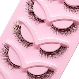 Veleasha Fox Eye Lashes L Curl Fluffy False Eyelashes 5 Pairs Pack Cat Eye Lashes Wispy & Lightweight Fake Eyelashes for Doll Eye Makeup (Foxy 05)
