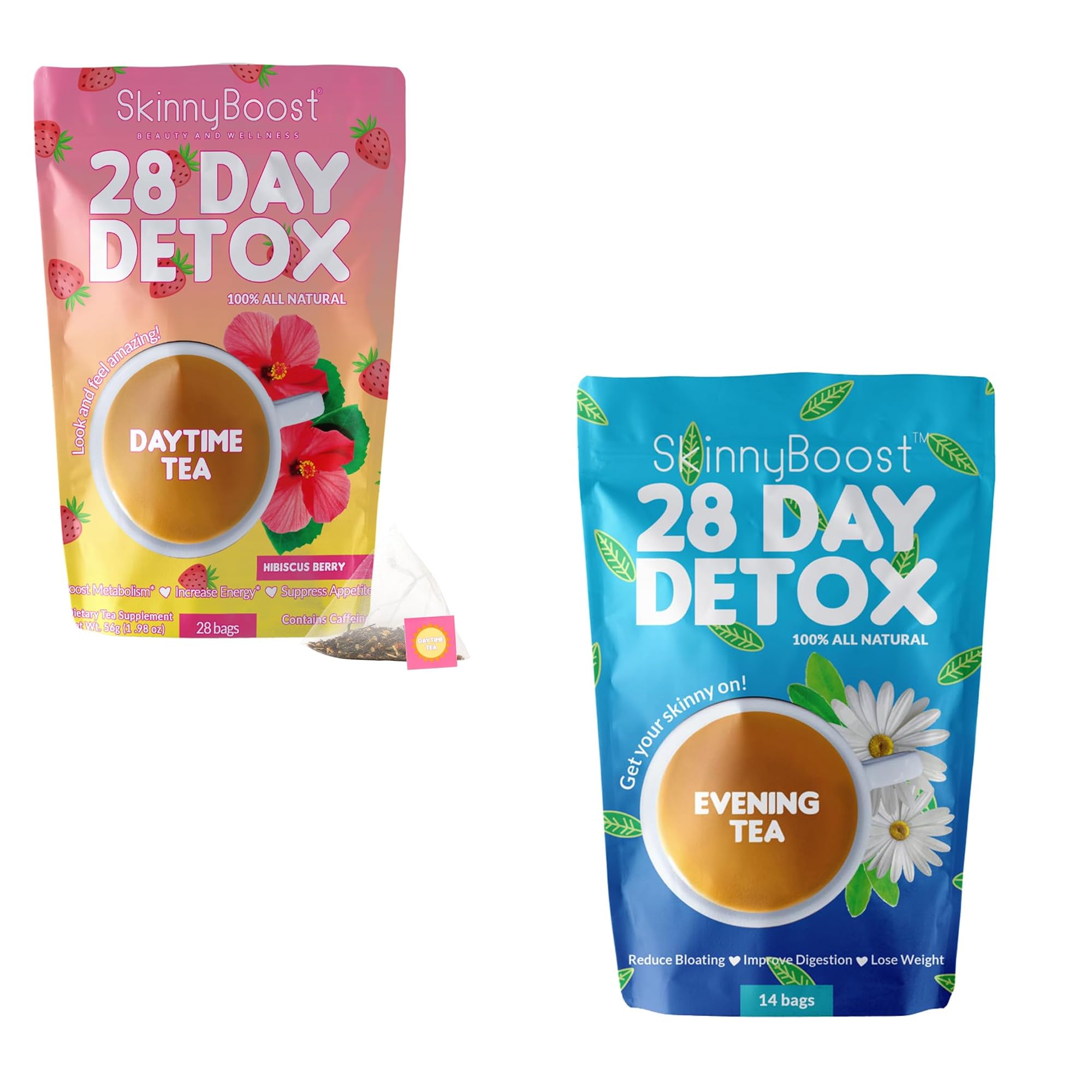 Amazon.com : SkinnyBoost Detox Tea Kit | Hibiscus Berry Daytime