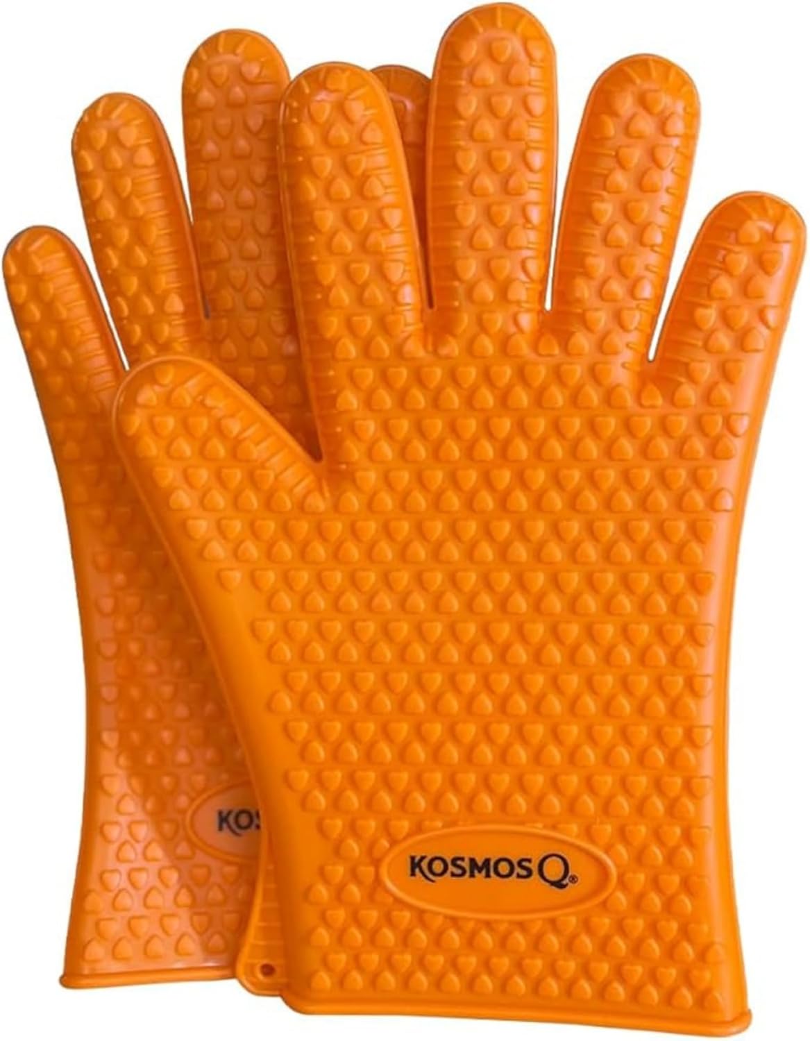 Kosmos Q Heat Resistant Grill Gloves, Durable Double Lined with Non Slip Grip, Heat Protection with Fingers, Ideal for Grilling, Smoking, Baking, Cooking, Oven Use & More, One Size Fits Most, Black
