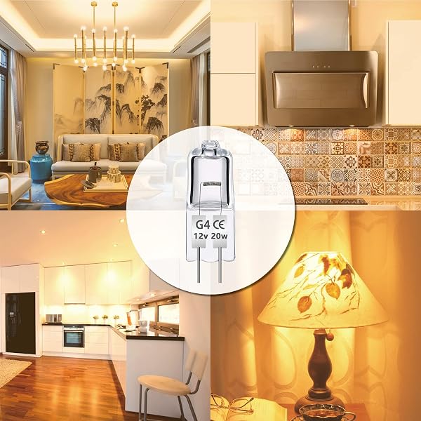 Caldarax 12 Pezzi Lampadina Alogena G4 20W 12V Dimmerabile, 280LM, Bianco Caldo 2700K, Lampadine G4 Alogene Bi-Pin Base Capsula, Trasparente, per Lampadine Cappa Cucina, Lampadario - 4