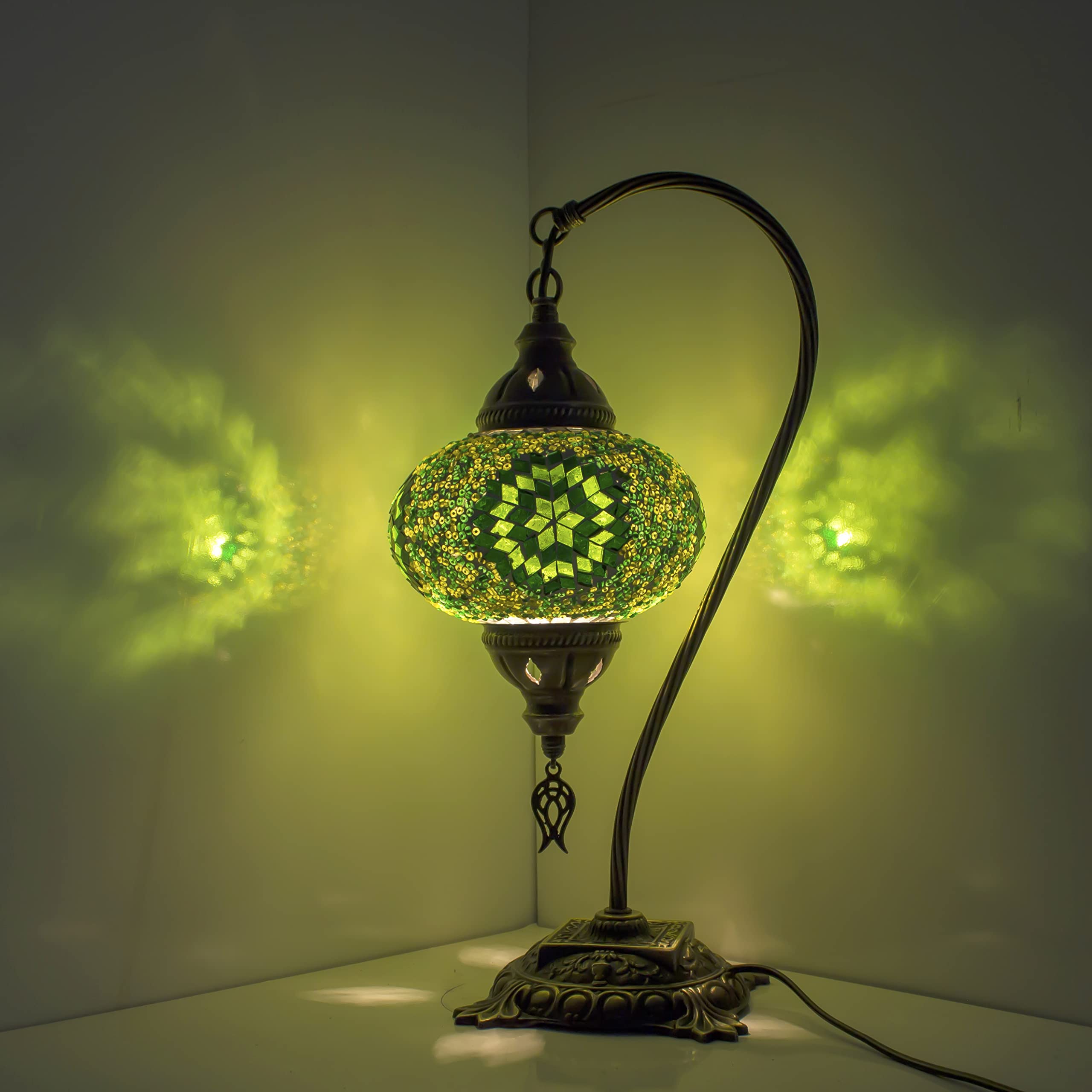 ENVA (20 Variations) Turkish Moroccan Mosaic Lamp Light - Turkish Lamp - Handmade Mosaic Swan Neck Table Desk Bedside Lamp- Free LED Bulb (3048)