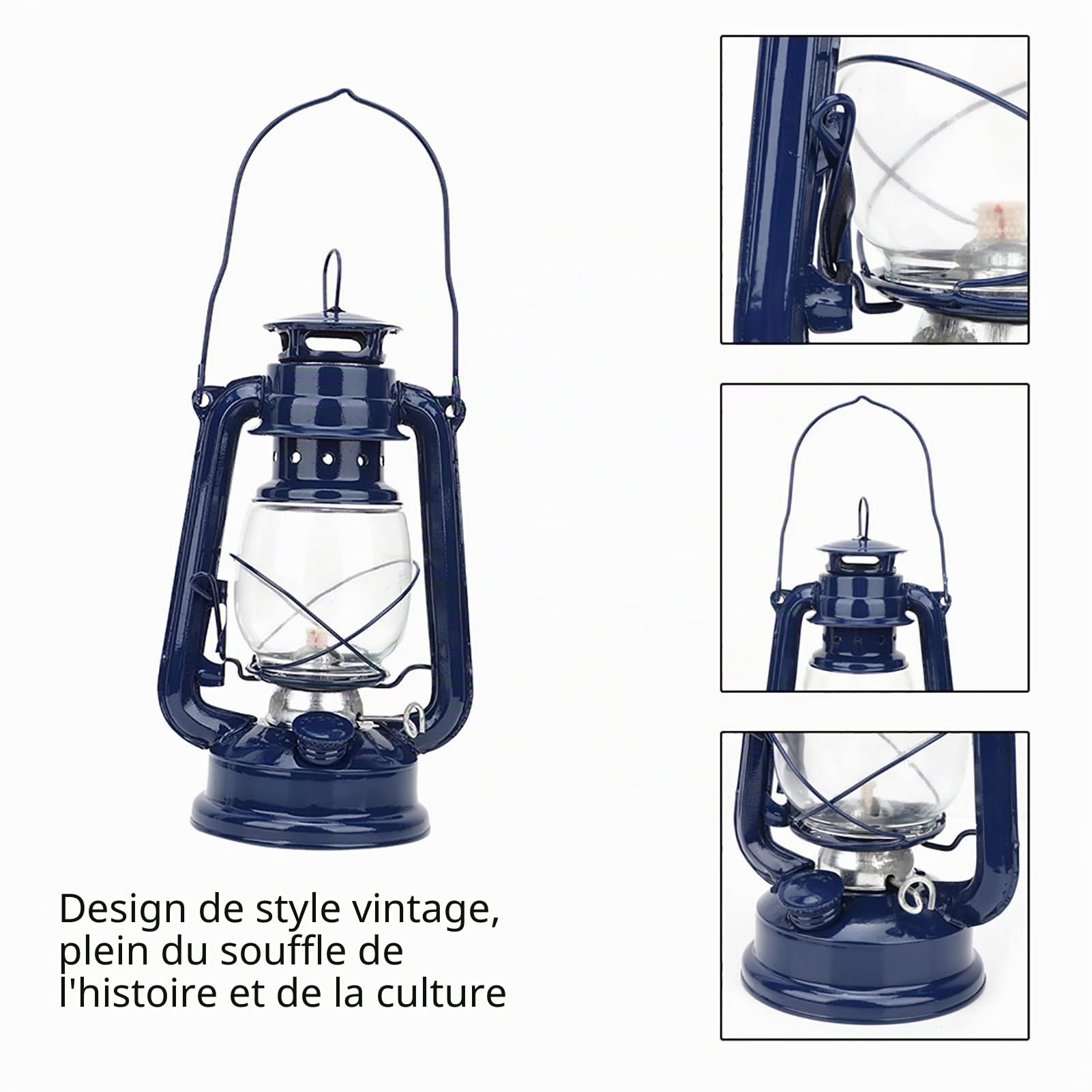 2 Pièces Lampes À Pétrole Rétro Lampe À Pétrole De Camping Lanterne À Huile Vintage Lanterne Tempête Vintage Pour Pique-Nique Jardin Extérieur Cour Randonnée (Rouge+Bleu)