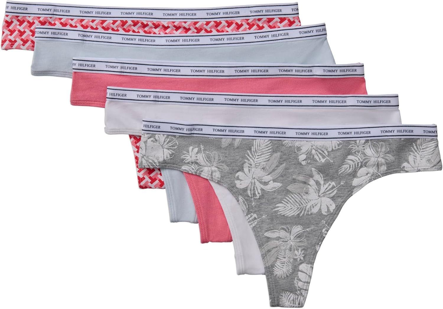 Tommy Hilfiger womens Classic Cotton Logoband Thong 5 Pack