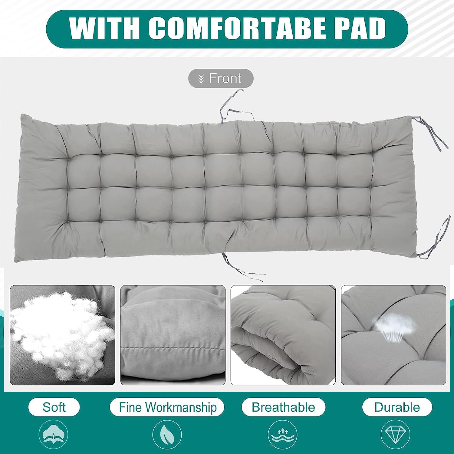 Tumbona Plegable 84cm, con cojín, Tumbonas Jardin Eexterior Silla Plegable Ajustable para Patio, jardín, Playa, Piscina, con Almohada, Gray