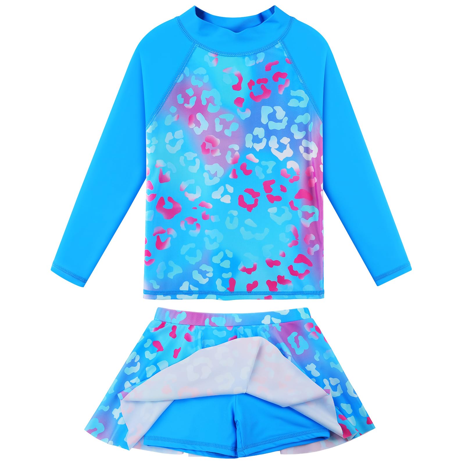 BAOHULU Girls Two-Piece Swimsuits Long Sleeve Rash Guard Bathing Suit 2-14Y