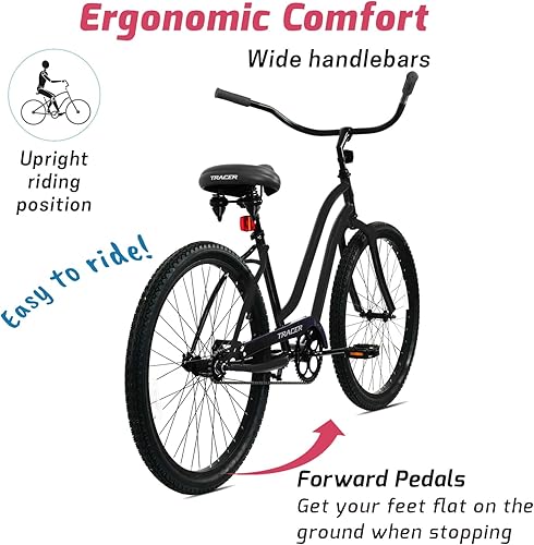 Miniatura 36 de Tracer ACE - Bicicleta crucero de playa de una sola velocidad de 26 pulgadas con freno de posavasos para hombres y mujeres, varios colores verde