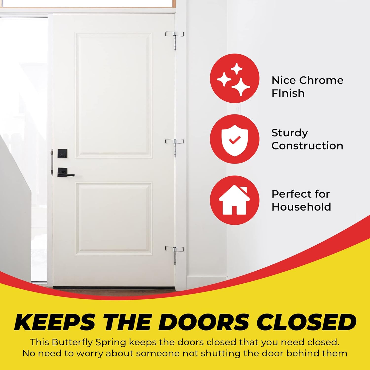 Spring Hinge Door Closer, Fits on Most Door Butt Hinge Pins, 2-Pack