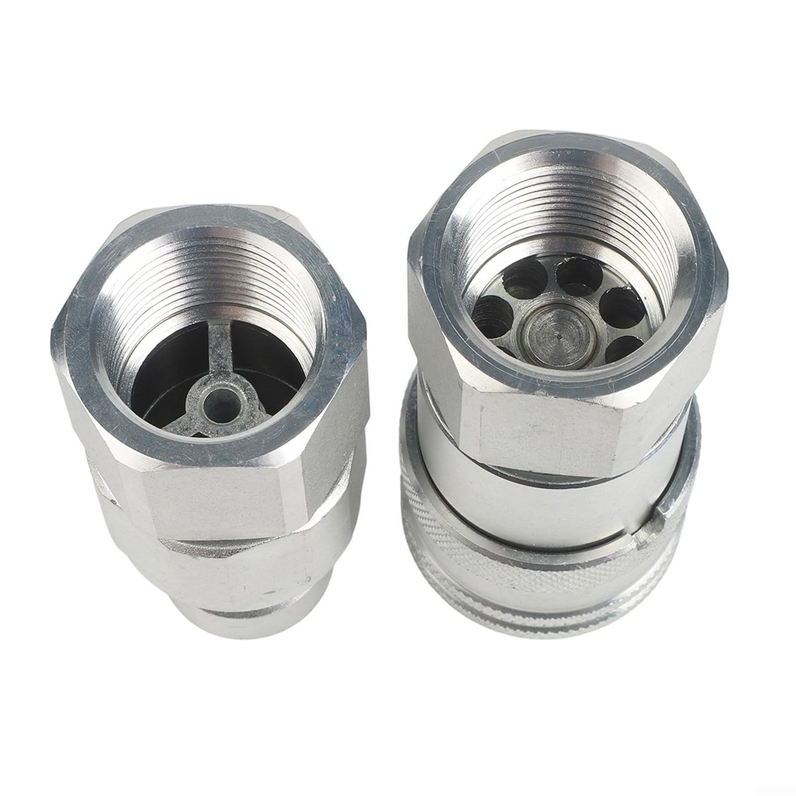 Set di accoppiatori rapidi idraulici a faccia piatta con valvola, acciaio al carbonio e acciaio inossidabile, zincato bianco, per NPT 1/4 3/8 1/2 3/4 1, raccordo rapido NPT
