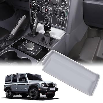 Car Center Console Storage Tray Compatible with Ineos Grenadier 2022-2025 Shift Storage Box Tray Non-Slip Storage Tray Interior Storage Box Gray