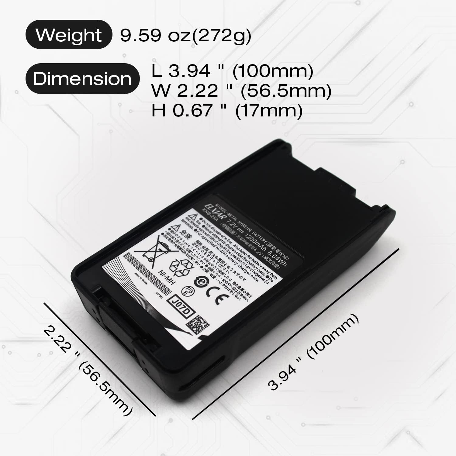 (2-Pack) 7.2V 1200mAh Ni-MH Battery Replacement for Kenwood KNB-25 KNB-26 TK-2140 TK-3140 TK-2160 TK-3160 TK-2170 TK-3170 Two-Way Radios with Belt Clip