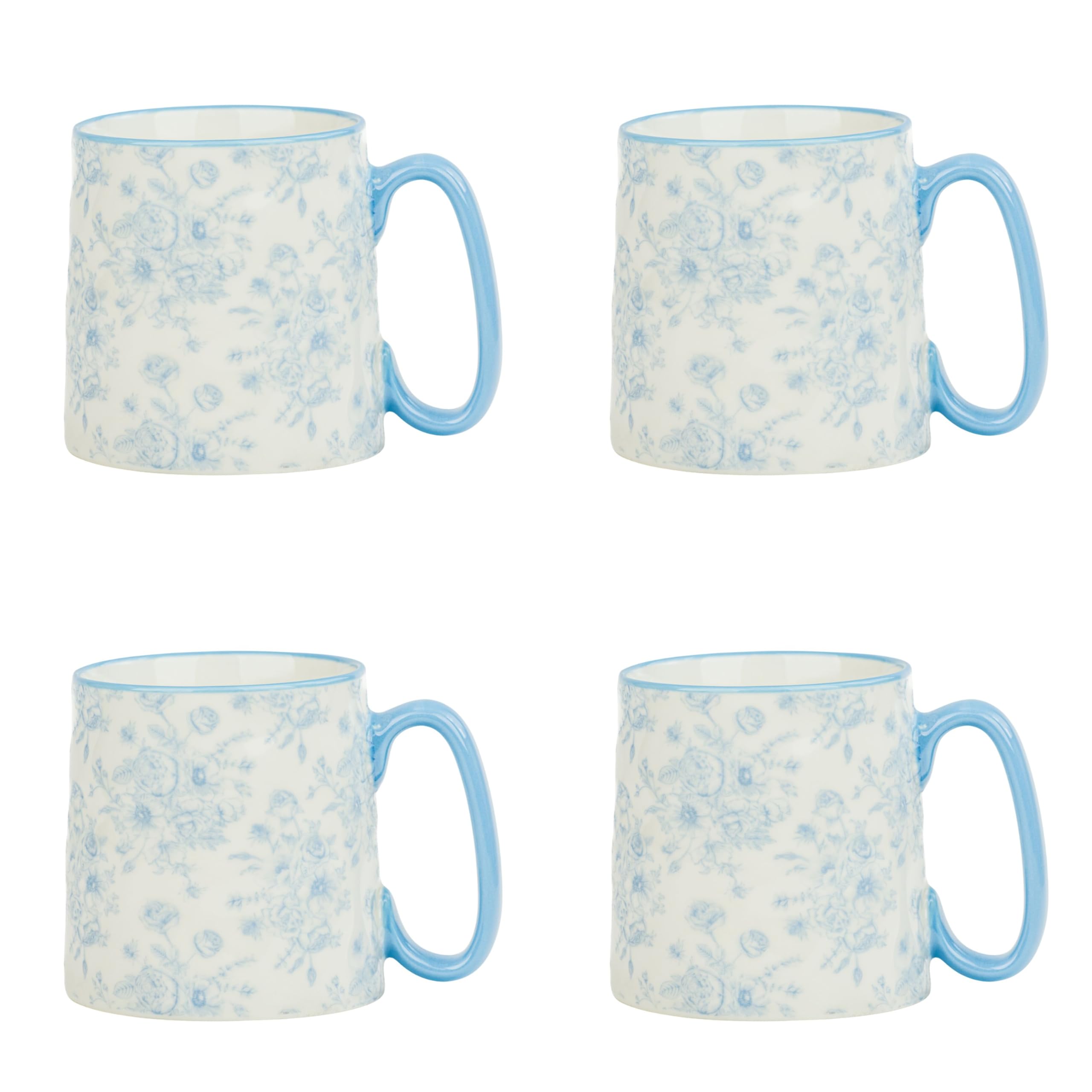 Amazon.com | 10 Strawberry Street Bella Mug, Blue Toile, Set of 4