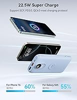 Vista 3 de Portable Charger, 10000mAh 22.5W Fast Charging Power Bank with Built in Cable & Wall Plug, Travel Essential Battery Pack with LED Display, External