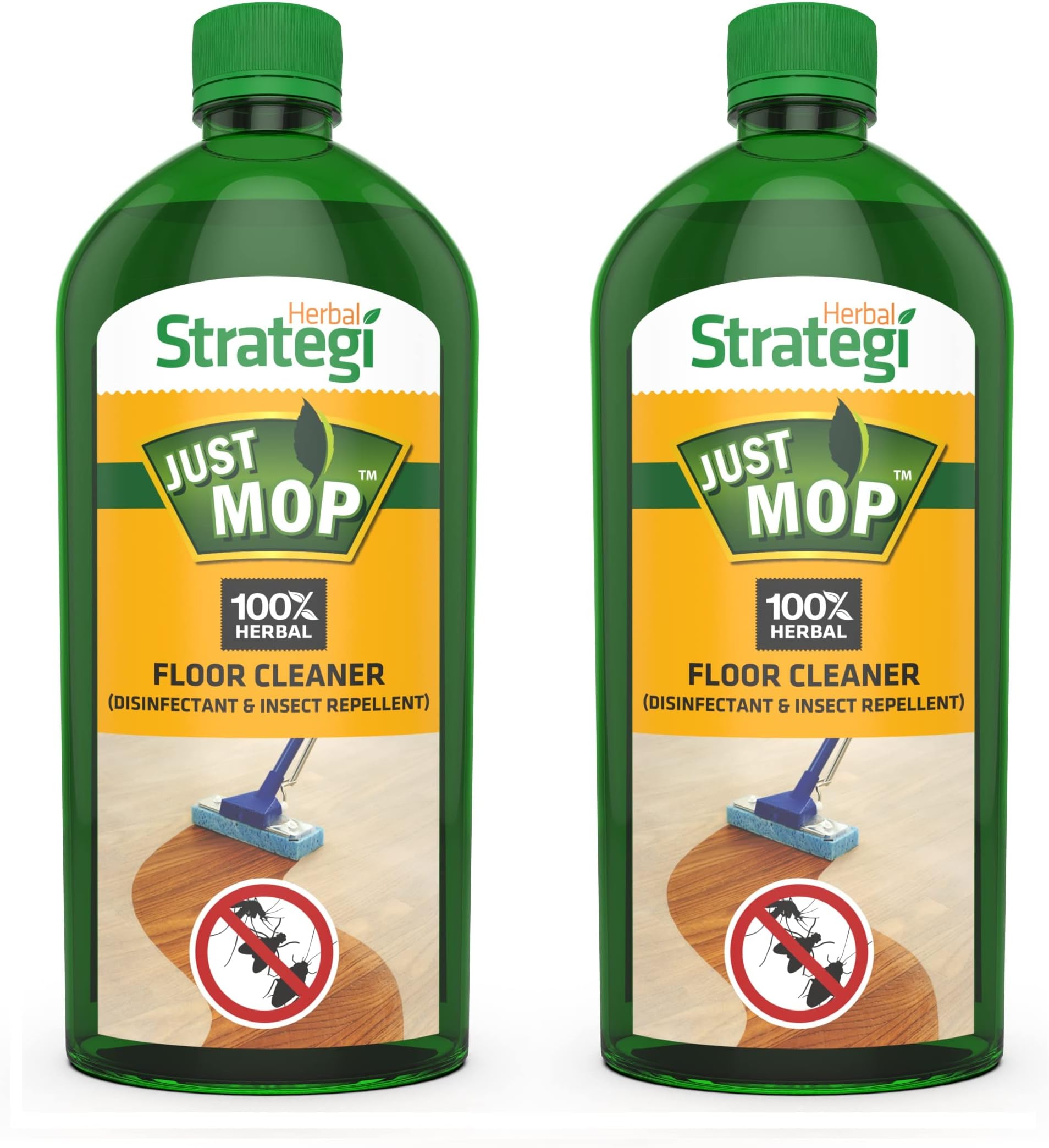 Herbal Strategi Just Mop Herbal Floor Cleaner Liquid 500Ml (Pack Of 2)| Natural Disinfectant & Insect Repellent| Skin Safe, Baby Safe & Pet-Friendly | 100% Herbal Actives |Non-Toxic