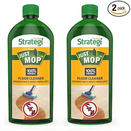 STRATEGI Herbal Just Mop Herbal Floor Cleaner Liquid 500ml (Pack of 2)| Natural Disinfectant & Insect Repellent| Skin Safe, Baby Safe & Pet-Friendly | 100% Herbal Actives |Non-Toxic