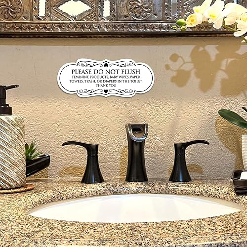 Miniatura 6 de Signs ByLITA Designer Please Do Not Flush Etiqutte Letrero (negro) - Pequeño 1 paquete