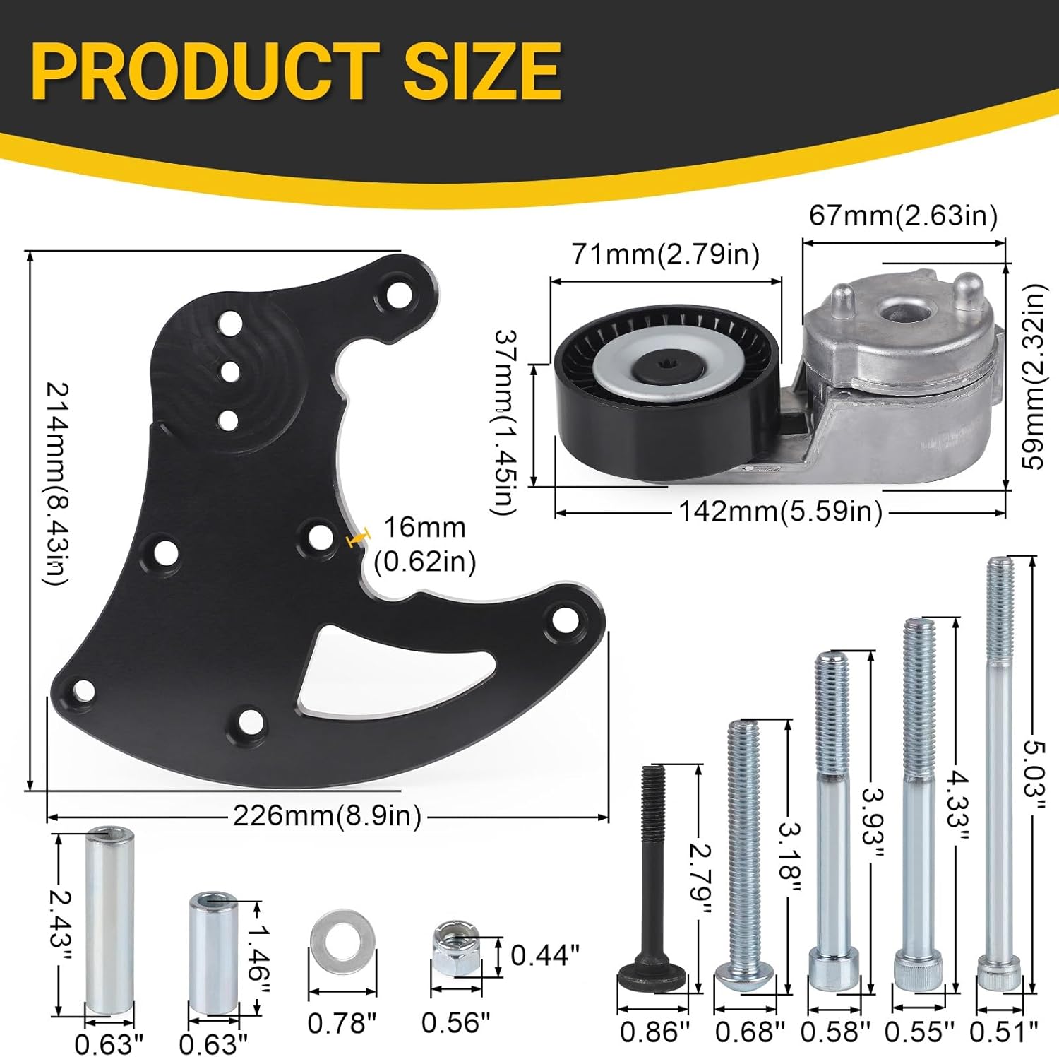 LS Swap R4 AC Compressor Bracket High Mount Kit Compatible with Chevrolet GMC SUV Truck Engines LS1 LS2 LS3 LS6 Air Conditioner Vortec Truck Triangles