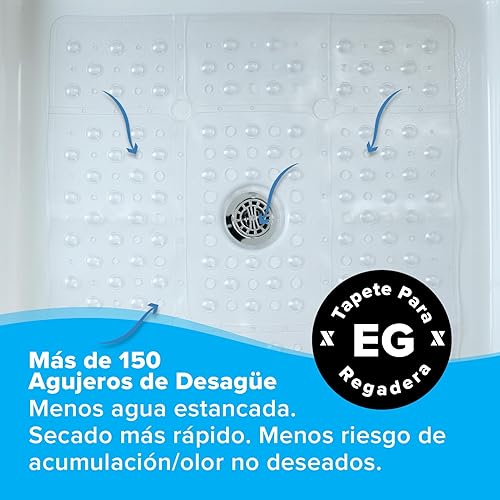 Miniatura 5 de SlipX Solutions Paquete de estuches – Tapete de ducha cuadrado, extra grande de 27 x 27 pulgadas, tapete antideslizante para ancianos y niños