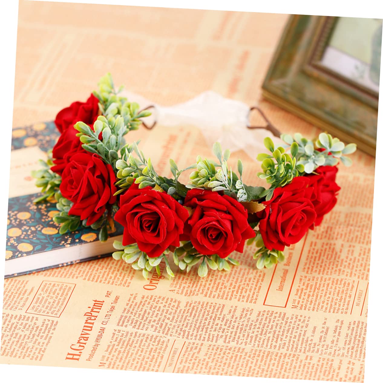 3 Piezas Tocado De Flores Niña De Las Flores Flor Accesorio Para El Cabello Rosa Nupcial Diadema Nupcial Fiesta Aro De Pelo De Flores Pelo De Fiesta Mujer Navidad Aureola